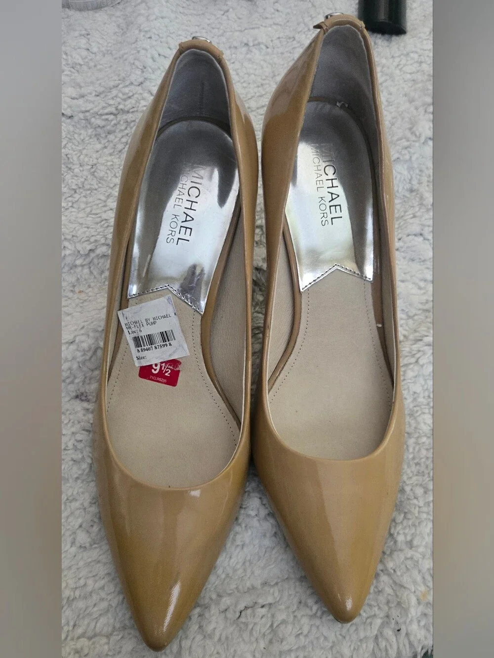 🔥INWT/ Sticker. Michael Kors Nude Patent Leather Heels Pumps Size 9.5M